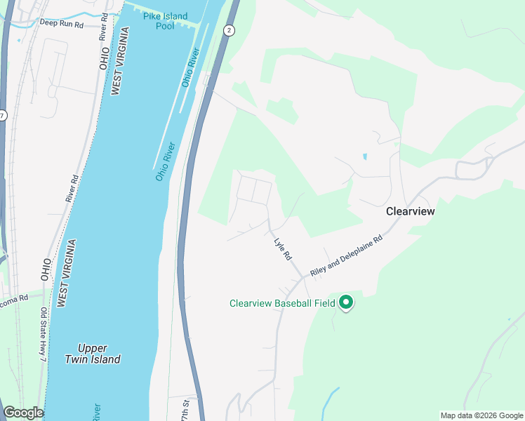 map of restaurants, bars, coffee shops, grocery stores, and more near 101 Rogers Road in Wheeling