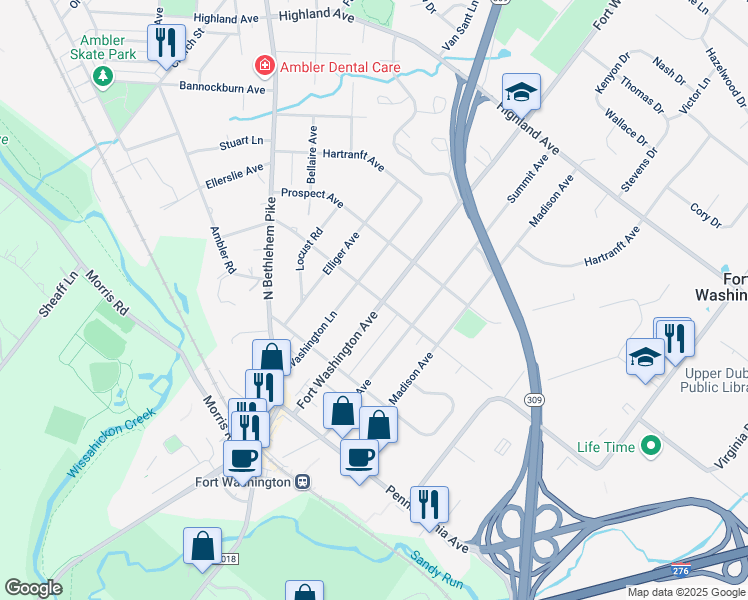 map of restaurants, bars, coffee shops, grocery stores, and more near 280 Fort Washington Avenue in Fort Washington