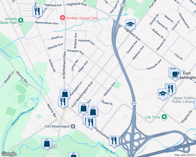 map of restaurants, bars, coffee shops, grocery stores, and more near 305 Fort Washington Avenue in Fort Washington