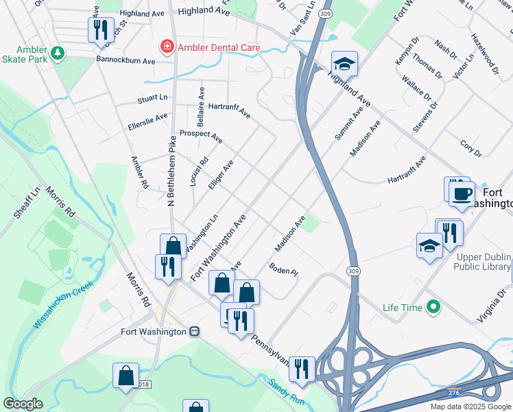 map of restaurants, bars, coffee shops, grocery stores, and more near 303 Fort Washington Avenue in Fort Washington
