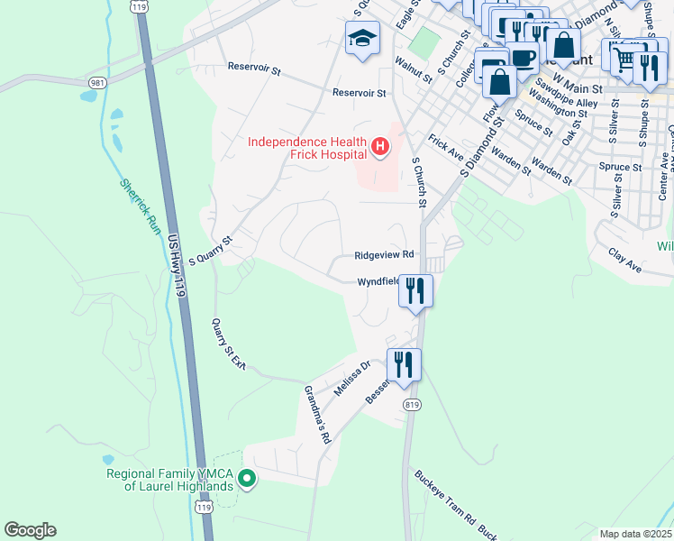 map of restaurants, bars, coffee shops, grocery stores, and more near 579 Ridgeview Road in Mount Pleasant