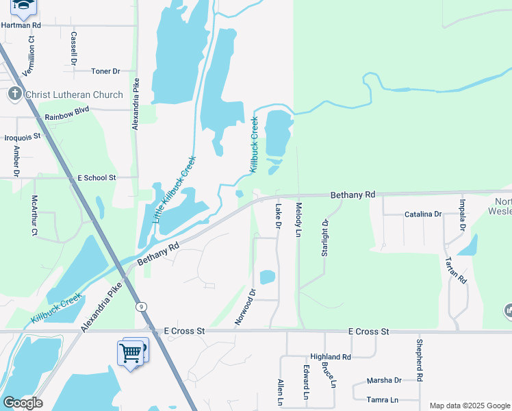 map of restaurants, bars, coffee shops, grocery stores, and more near 977 East 240 North in Anderson