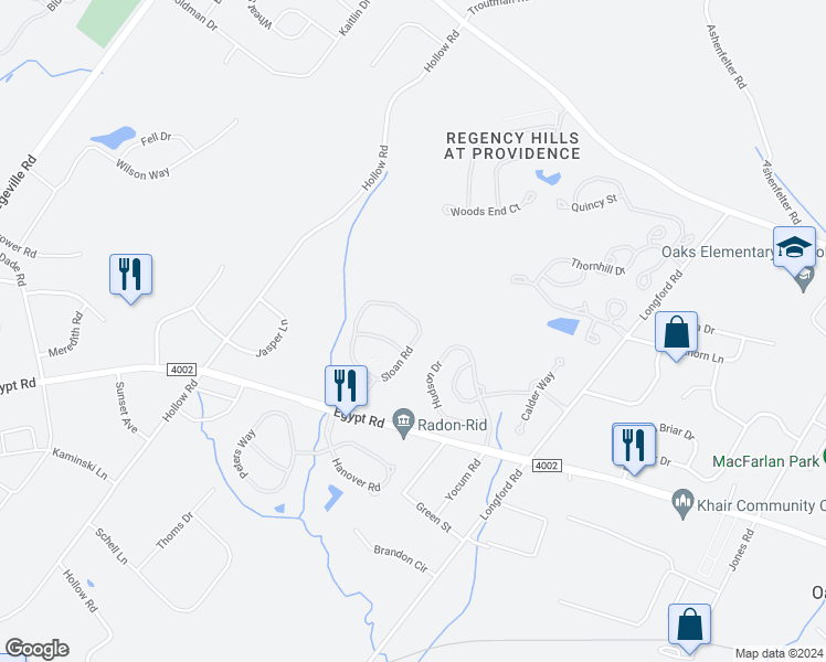 map of restaurants, bars, coffee shops, grocery stores, and more near 156 Sloan Road in Phoenixville