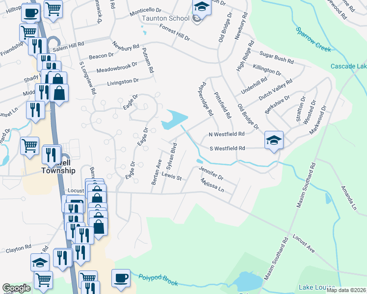 map of restaurants, bars, coffee shops, grocery stores, and more near 140 Rochelle Avenue in Howell Township
