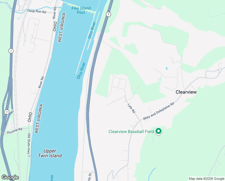 map of restaurants, bars, coffee shops, grocery stores, and more near 88 River Hill Road in Wheeling