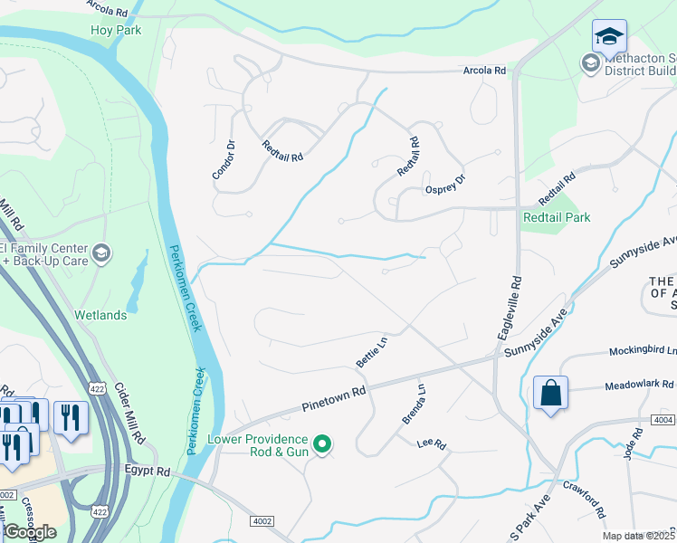 map of restaurants, bars, coffee shops, grocery stores, and more near 7 Woodsedge Road in Eagleville