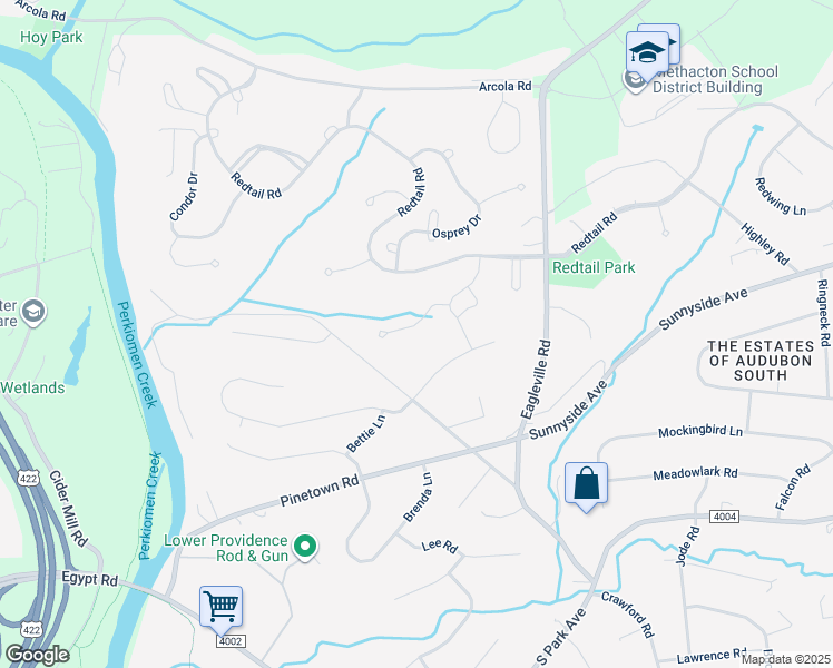 map of restaurants, bars, coffee shops, grocery stores, and more near 1404 Merlin Circle in Eagleville