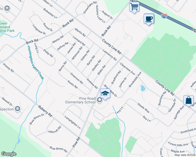 map of restaurants, bars, coffee shops, grocery stores, and more near 3849 Blake Road in Montgomery County