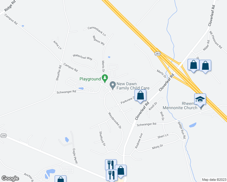 map of restaurants, bars, coffee shops, grocery stores, and more near 806 Westbrooke Drive in Elizabethtown