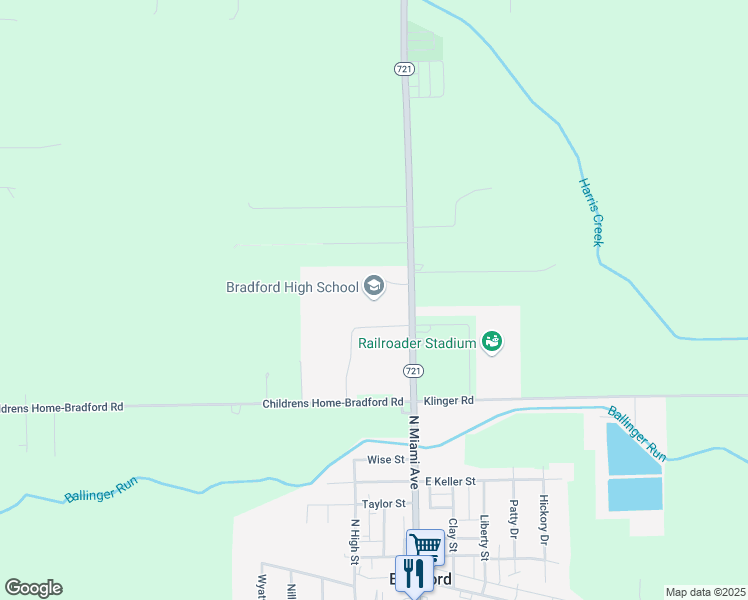 map of restaurants, bars, coffee shops, grocery stores, and more near 750 Railroad Ave in Bradford