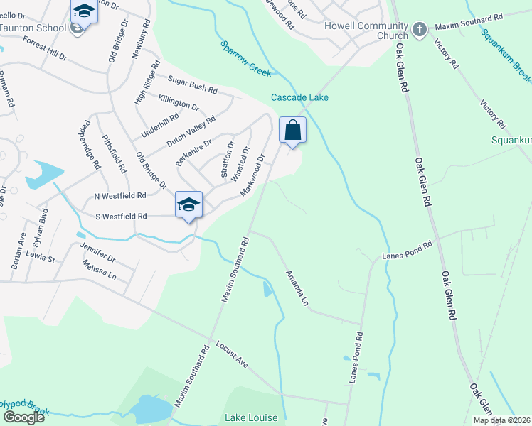 map of restaurants, bars, coffee shops, grocery stores, and more near 1382 Maxim Southard Road in Howell Township