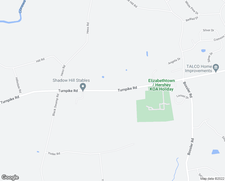 map of restaurants, bars, coffee shops, grocery stores, and more near 2153 Turnpike Road in Elizabethtown