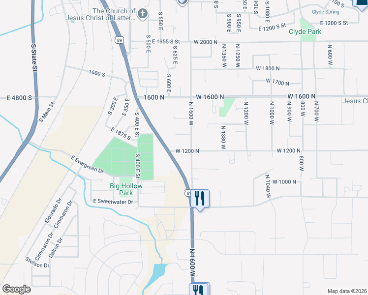 map of restaurants, bars, coffee shops, grocery stores, and more near 1662 West 1200 North in Mapleton