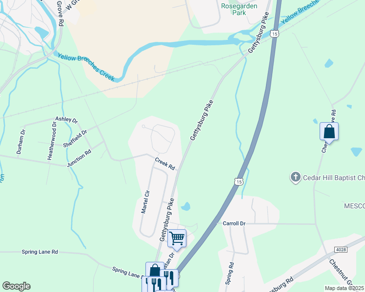 map of restaurants, bars, coffee shops, grocery stores, and more near 1186 Gettysburg Pike in Dillsburg