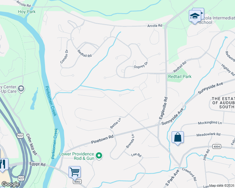 map of restaurants, bars, coffee shops, grocery stores, and more near 1410 Merlin Circle in Eagleville