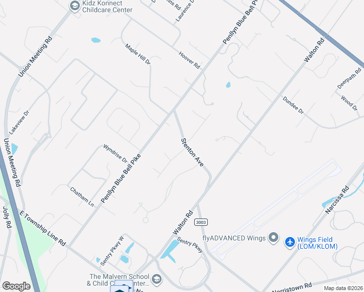 map of restaurants, bars, coffee shops, grocery stores, and more near 568 Stenton Avenue in Blue Bell