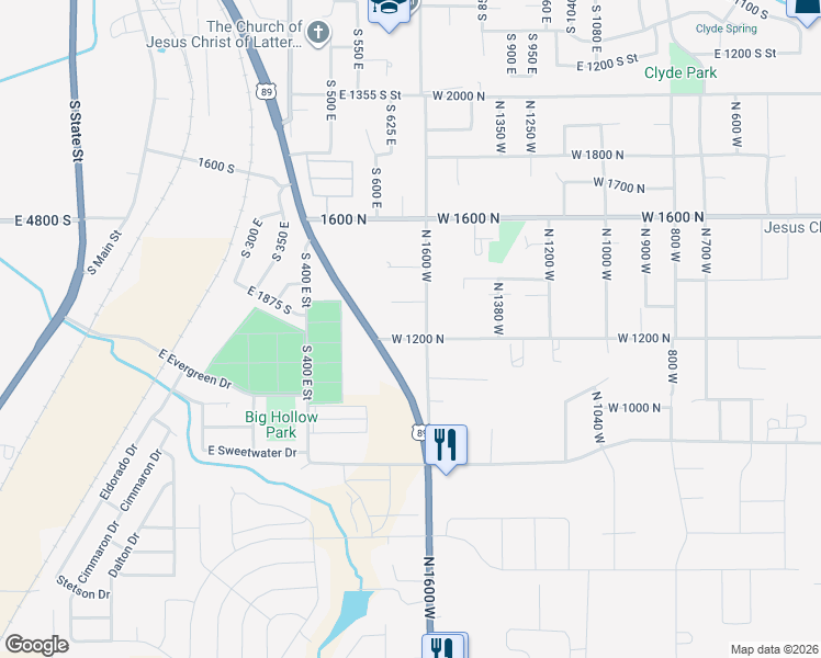map of restaurants, bars, coffee shops, grocery stores, and more near 1662 West 1200 North in Mapleton