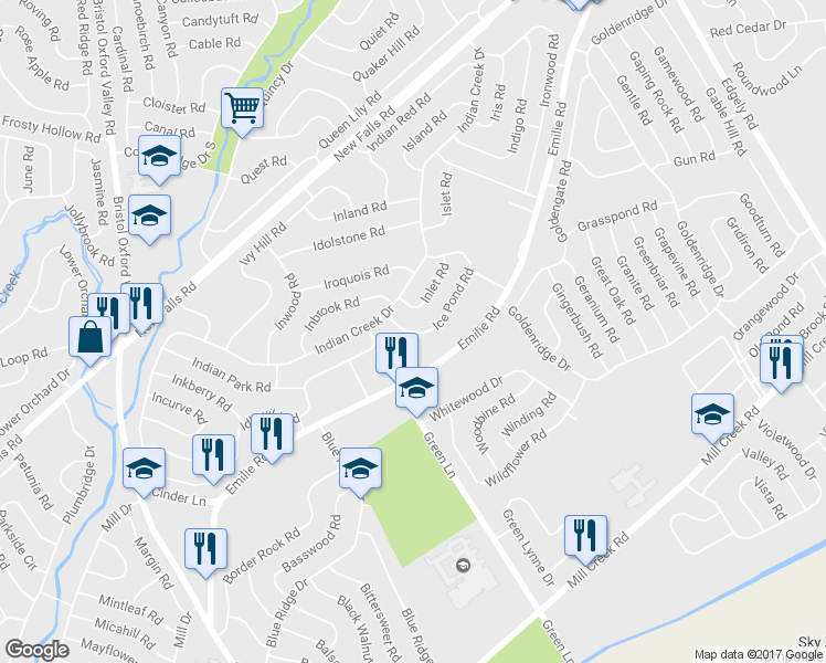 map of restaurants, bars, coffee shops, grocery stores, and more near 19 Ice Pond Road in Levittown