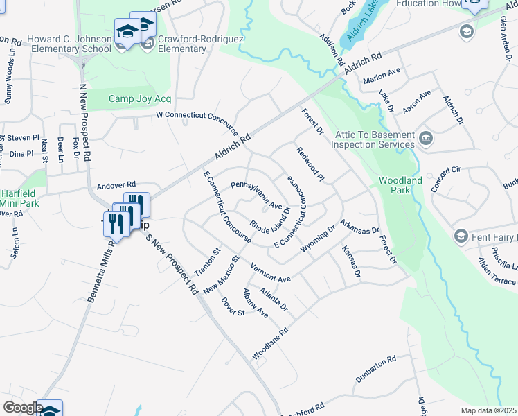 map of restaurants, bars, coffee shops, grocery stores, and more near 8 Minnesota Drive in Jackson Township