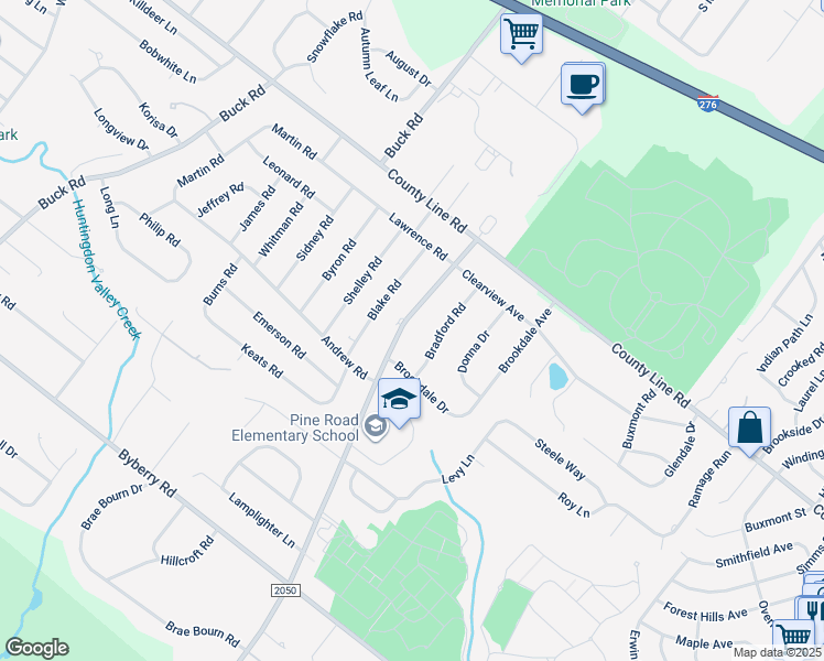 map of restaurants, bars, coffee shops, grocery stores, and more near 3885 Pine Road in Montgomery County