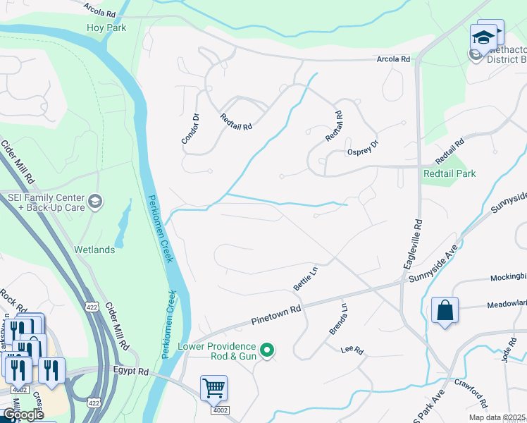 map of restaurants, bars, coffee shops, grocery stores, and more near 7 Woodsedge Road in Eagleville