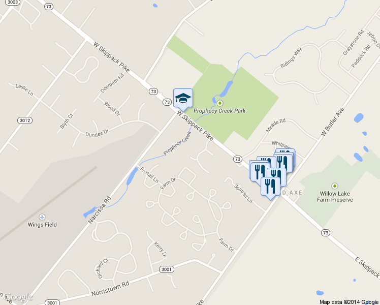 map of restaurants, bars, coffee shops, grocery stores, and more near 267 Brandon Ct in Blue Bell