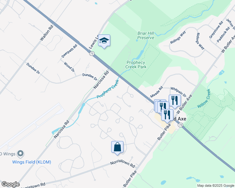 map of restaurants, bars, coffee shops, grocery stores, and more near 267 Brandon Ct in Blue Bell