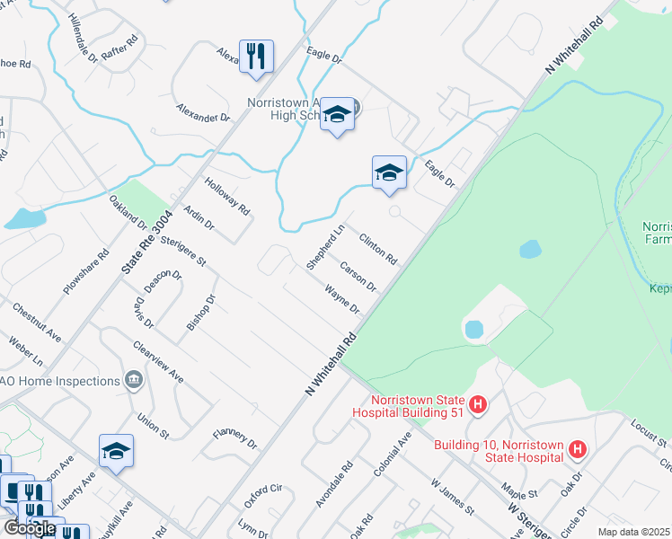 map of restaurants, bars, coffee shops, grocery stores, and more near 1818 Carson Drive in Eagleville