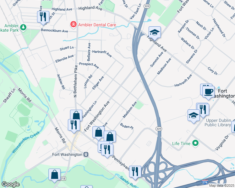 map of restaurants, bars, coffee shops, grocery stores, and more near 313 Fort Washington Avenue in Fort Washington