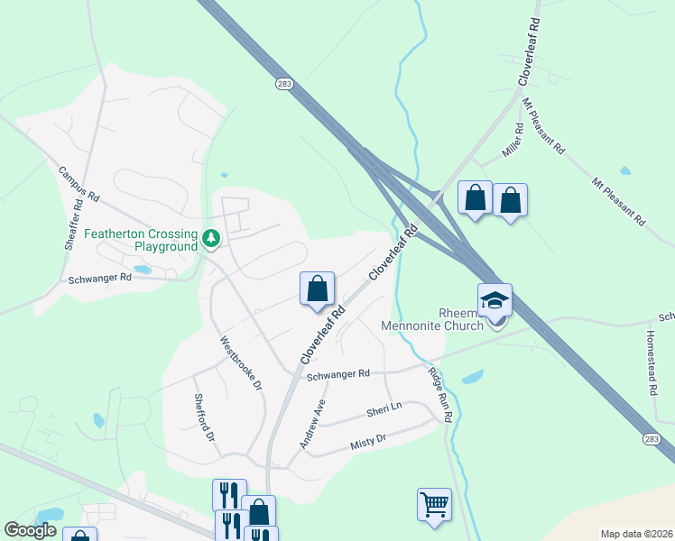 map of restaurants, bars, coffee shops, grocery stores, and more near 47 Parkview Drive in Elizabethtown