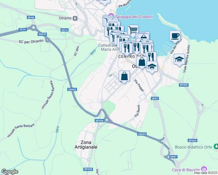 map of restaurants, bars, coffee shops, grocery stores, and more near 4 Via Maggiulli in Otranto