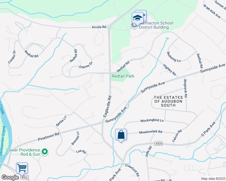 map of restaurants, bars, coffee shops, grocery stores, and more near 2955 Eagleville Road in Eagleville