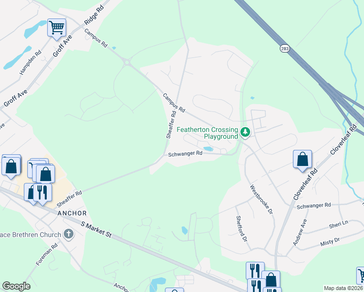 map of restaurants, bars, coffee shops, grocery stores, and more near 735 Schwanger Road in Elizabethtown