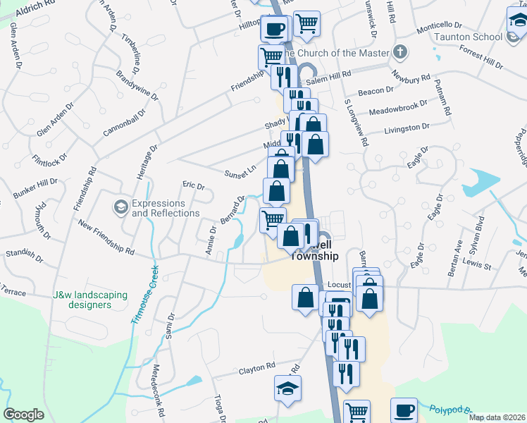 map of restaurants, bars, coffee shops, grocery stores, and more near 4578 U.S. 9 in Howell Township