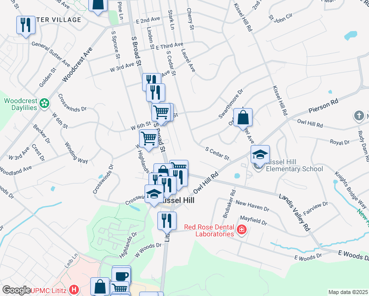 map of restaurants, bars, coffee shops, grocery stores, and more near 791 Keller Drive in Lititz