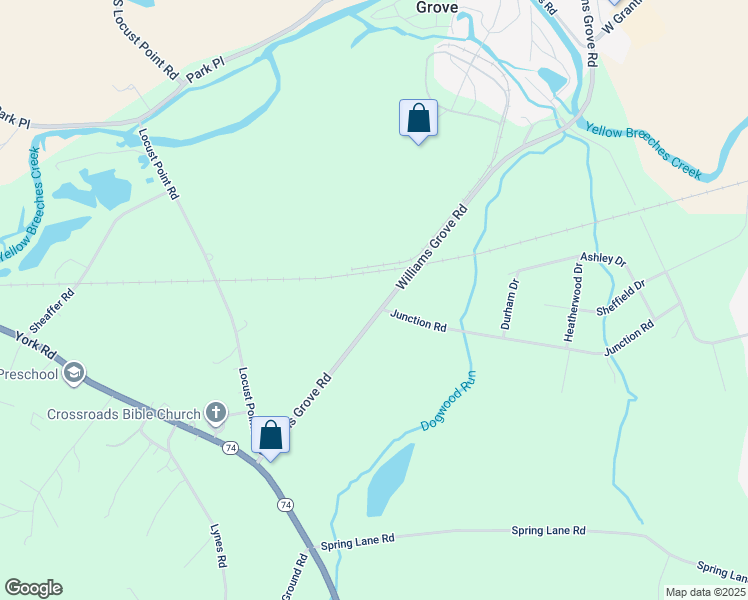 map of restaurants, bars, coffee shops, grocery stores, and more near 1640 Williams Grove Road in Dillsburg