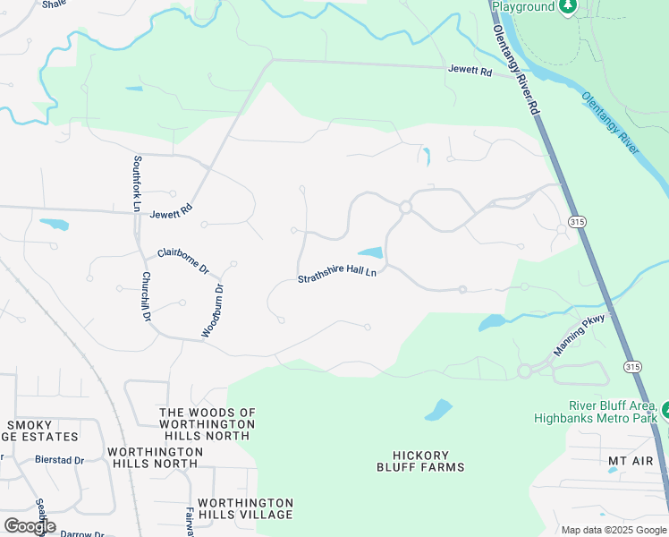 map of restaurants, bars, coffee shops, grocery stores, and more near Strathshire Hall Lane in Powell