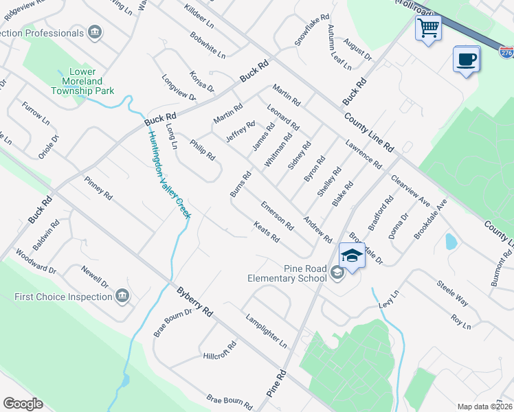 map of restaurants, bars, coffee shops, grocery stores, and more near 419 Keats Road in Montgomery County