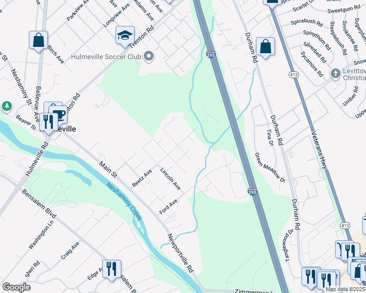 map of restaurants, bars, coffee shops, grocery stores, and more near 517 Harding Avenue in Langhorne