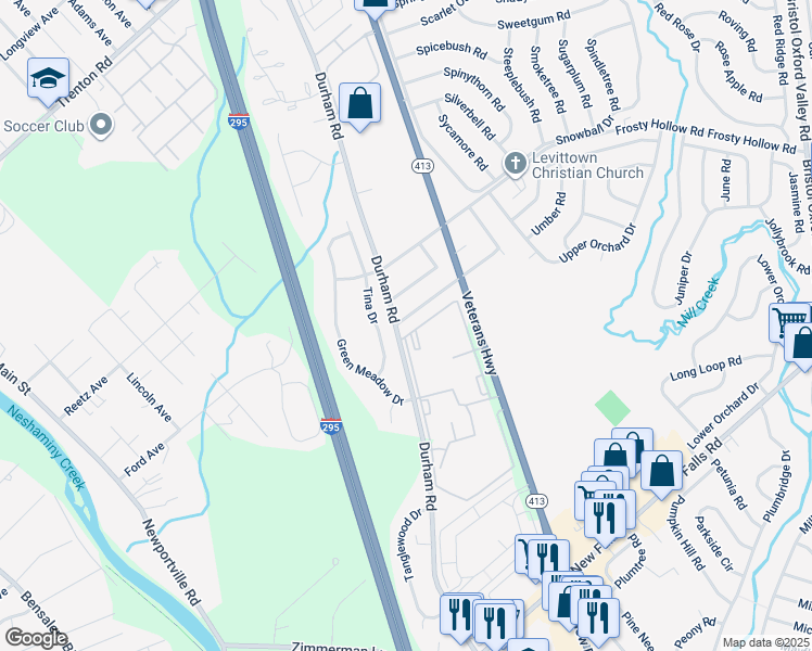 map of restaurants, bars, coffee shops, grocery stores, and more near 908 Oakland Avenue in Langhorne