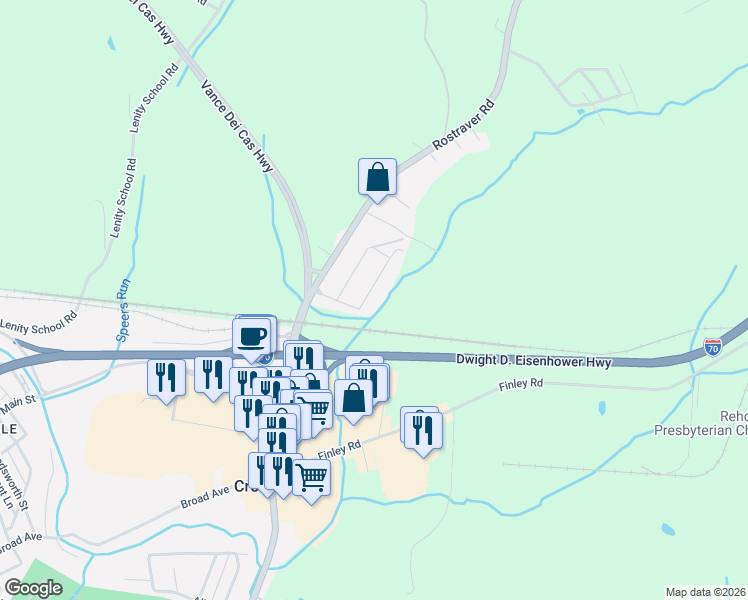 map of restaurants, bars, coffee shops, grocery stores, and more near 202 Bonnie Street in Belle Vernon