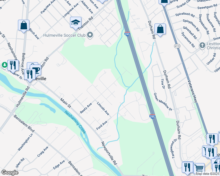 map of restaurants, bars, coffee shops, grocery stores, and more near 513 Reetz Avenue in Langhorne