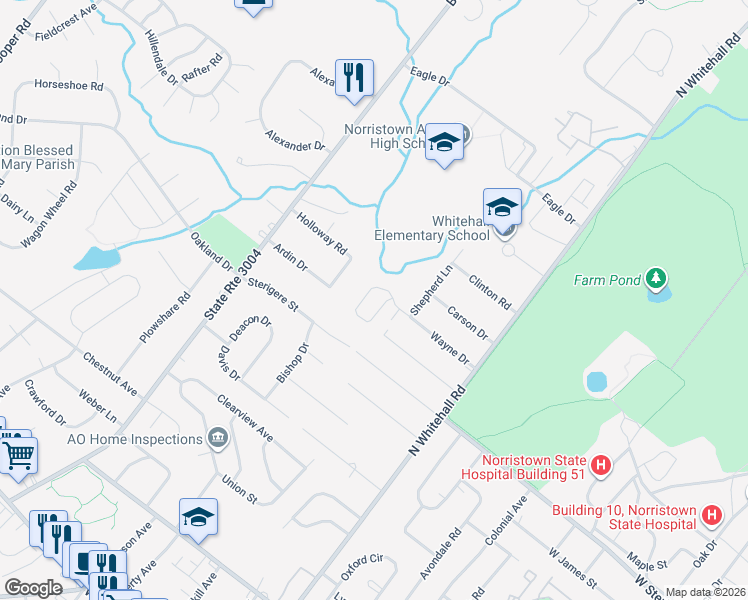 map of restaurants, bars, coffee shops, grocery stores, and more near 1924 Wayne Drive in Eagleville
