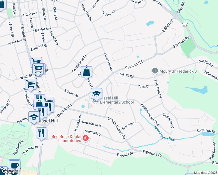 map of restaurants, bars, coffee shops, grocery stores, and more near 20 Pennwick Drive in Lititz