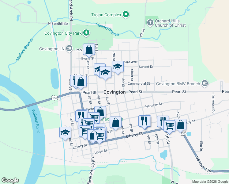 map of restaurants, bars, coffee shops, grocery stores, and more near in Covington