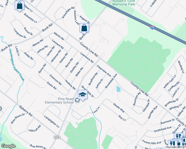 map of restaurants, bars, coffee shops, grocery stores, and more near 3898 Bradford Road in Montgomery County