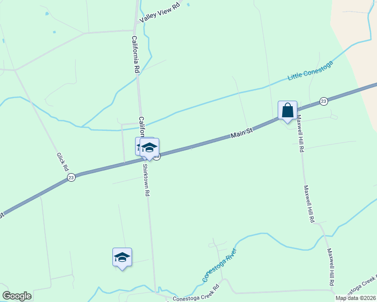 map of restaurants, bars, coffee shops, grocery stores, and more near 2456 Main Street in Narvon
