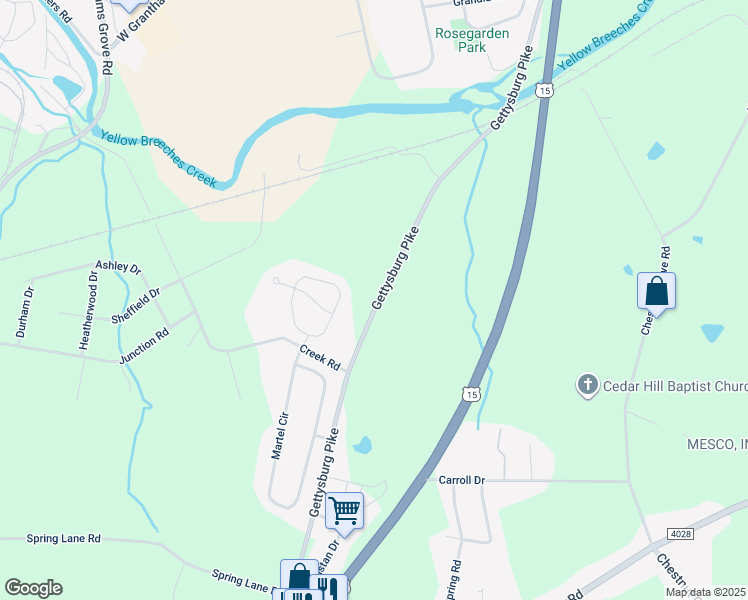 map of restaurants, bars, coffee shops, grocery stores, and more near 1180 Gettysburg Pike in Dillsburg