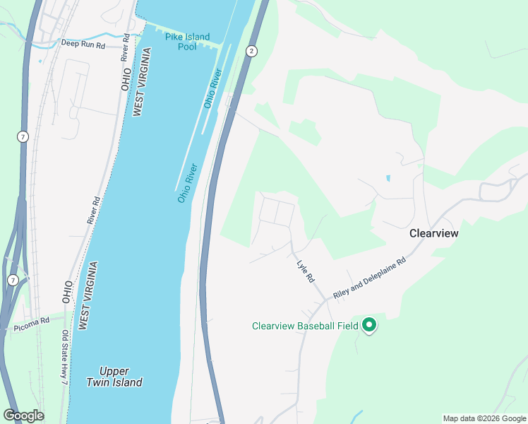 map of restaurants, bars, coffee shops, grocery stores, and more near 88 River Hill Road in Wheeling