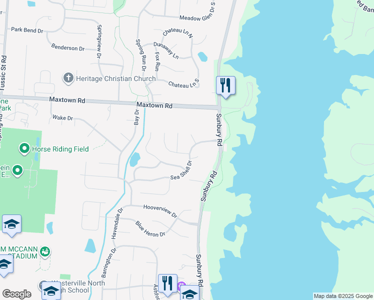 map of restaurants, bars, coffee shops, grocery stores, and more near 1218 Sea Shell Drive in Westerville